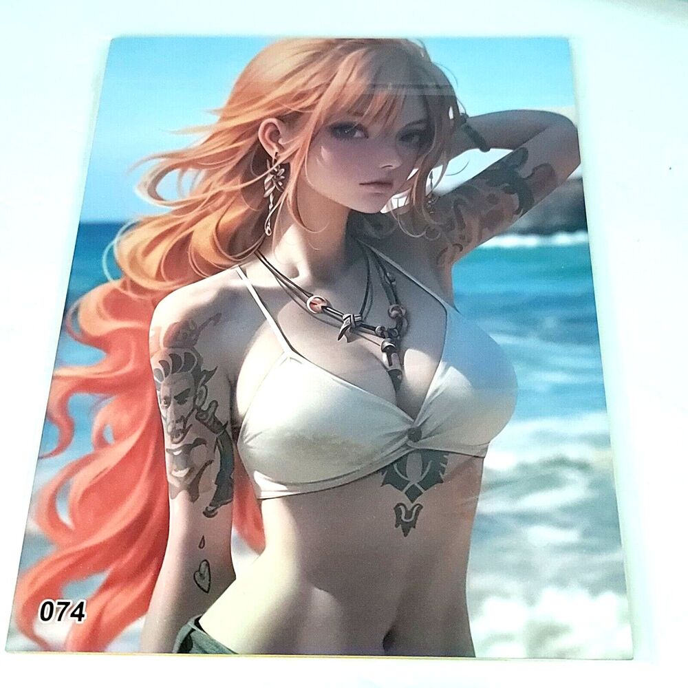 Nami Wanted Beach One Piece #074 Double-sided Art Size A4 8" x 11" Waifu Card